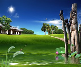 PSD荷塘月色风景